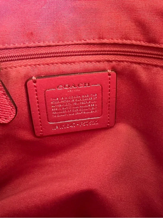 Coach Hot Pink Leather Tote with Logo Tag - Picture 3 of 5